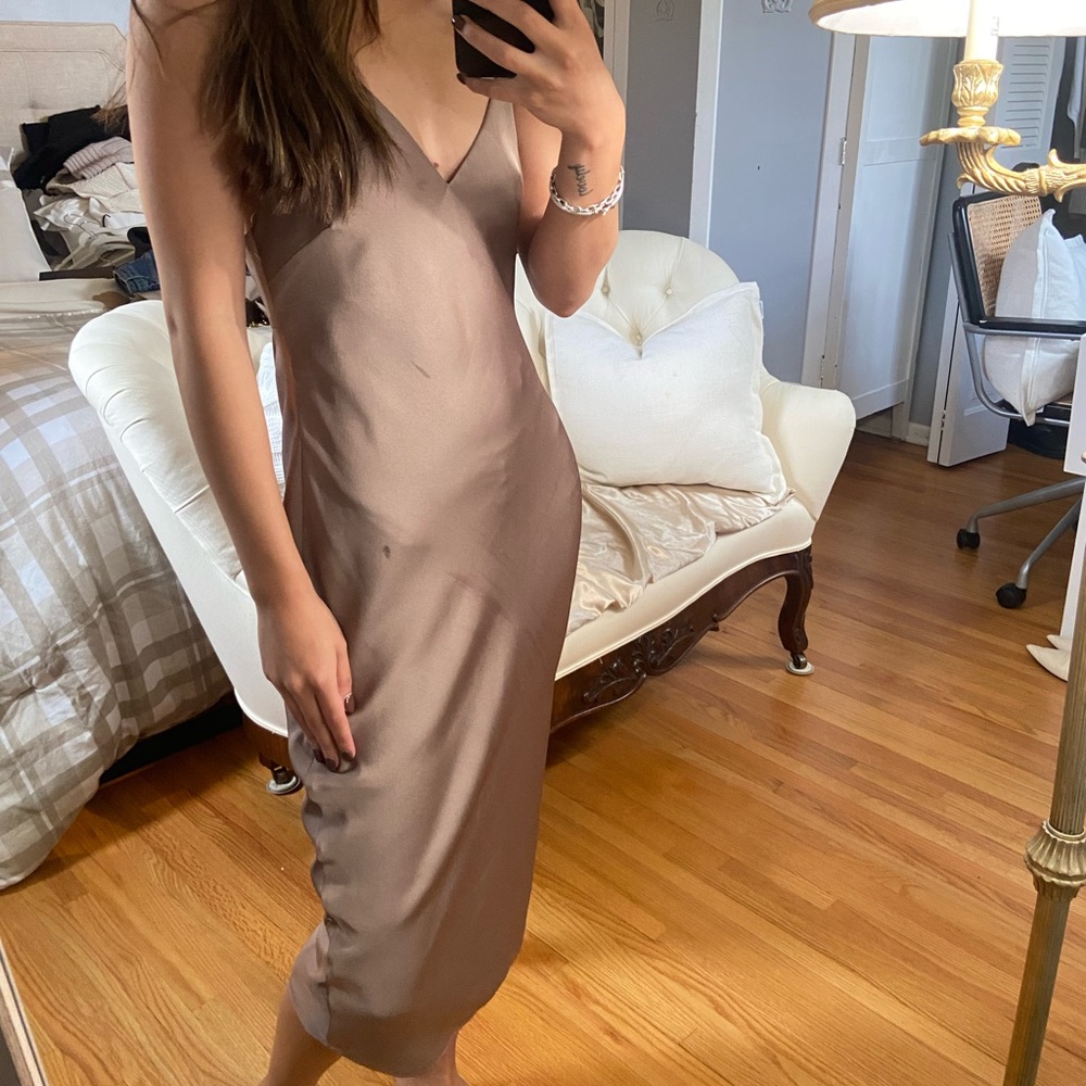 Fame and Partners Brown Satin Dress